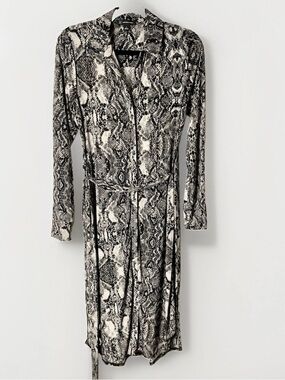 INC International Concepts Snake Print V-Neck Wrap Dress Small